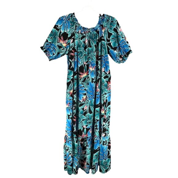 80s Hilo Hattie Womens 3X Hawaiian Maxi Dress Tropical Ruffle Hem Luau Vacation - Picture 11 of 16